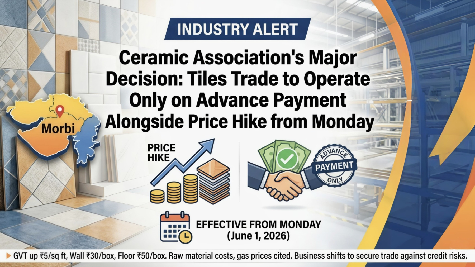 Ceramic Association's Major Decision: Tiles Trade to Operate Only on Advance Payment Alongside Price Hike from Monday